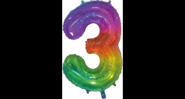 Wefiesta Folieballon Nummer 3 66 Centimeter Regenboog
