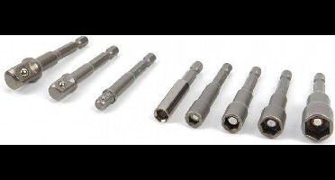 8 Delige Dopsleutelset, Bit - Dop Adapterset en Bithouder met HEX opname
