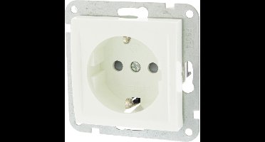 Exin Riva Inbouw Stopcontact - 1-voudig - Randaarde - Met Kinderbeveiliging - Polarwit