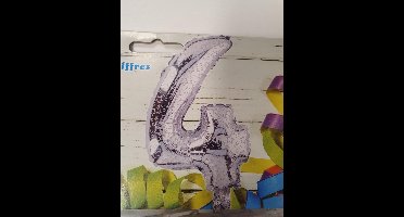 cijfer 4 ballon zilver met roze ster 40 cm kindercrea