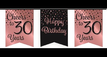 Vlaggetjesslinger roze/zwart - 30