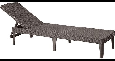 Curver Jaipur Sun Lounger Ligstoel met 4-voudig verstelbare rugleuning Tuinstoel UV- en weerbestendig rotan bruin