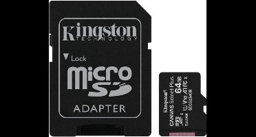 Kingston Technology Canvas Select Plus flashgeheugen 64 GB MicroSDXC Klasse 10 UHS-I - Inclusief Adapter