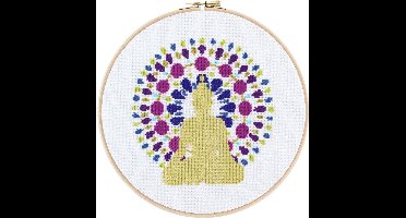 Pako Borduurpakket met telpatroon - Boeddha Mandala - 212.360 - voorgesorteerd garen- Aida wit - 22 cm rond - DIY kit