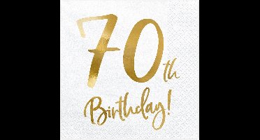 PartyDeco - Servetten - 70th birthday wit (20 stuks)