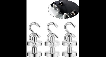 Magnetische Haakjes | Ophanghaken | 6 stuks | Grote Sterke Magnetische Haken - Krachtige Haak Magneet - Voor Koelkast, Verwarming, Garage, Whiteboards