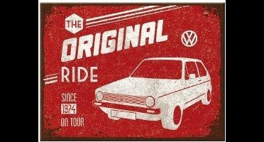 VW Golf The Original Ride. Koelkastmagneet 8 cm x 6 cm.