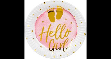 Boland Bordjes Hello Girl! Meisjes 18 Cm Papier Wit/roze 6 Stuks
