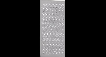 Stickers, cijfers, vel 10x23 cm, zilver, 1 vel