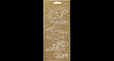 Stickers, vissen, vel 10x23 cm, goud, 1 vel