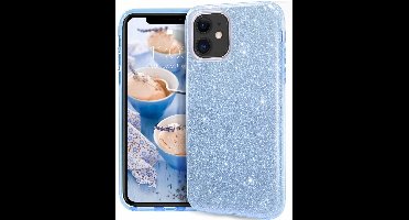 Ntech hoesje Geschikt voor iPhone 11 Pro Glitter TPU Back Hoesje - Turquoise