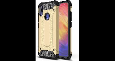 Ntech Hoesje Geschikt voor Xiaomi Redmi Note 7 Dual layer Rugged Armor hoesje - Goud