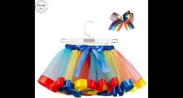 New Age Devi - Meisjes Tutu 2-3 jaar Roze Kleuren Rok incl Haarstrik Party Dance Regenboog Rokken Meisjes kleding Kinderen Kleding