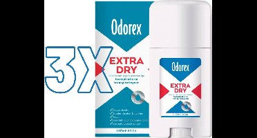 Odorex Extra Dry Deodorant Stick - 3 Stuks - Vegan Alcoholvrij Deodorant - Dedoorant Voordeelverpakking
