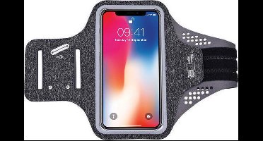 Geschikt voor iPhone X hardloop telefoonhouder – armband - sportband - van stof - Zwart