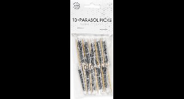 Parasol picks metallic zilver, 10 stuks