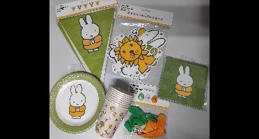 Nijntje Feestpakket met Letterslinger - Vlaggenlijn - 8 Borden - 8 Bekers - 20 Servetten - 6 Ballonnen