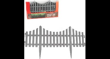 6x stuks flexibele graskant/tuin rand/kantopsluiting hekjes delen van 60 cm lichtgrijs - 33 cm hoog incl pinnen