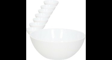 Plasticforte Serveerschaal/saladeschaal - 10x - D20 x H8 cm - kunststof - wit
