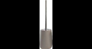 ITEM Toiletborstel met houder - taupe / beige - dolomiet kunststeen - 41 x 11 cm