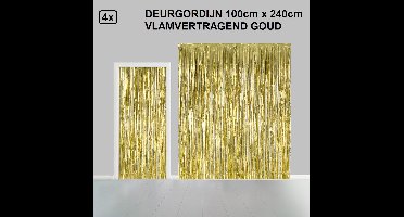 4x Folie gordijn metallic 2,4m x 1m goud - Themaparty - Decoratie festival themafeest huwelijk Hollywood gala disco glitter and glamour wanddeco