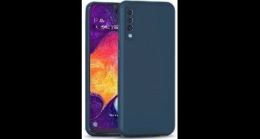Hoesje Geschikt Voor Samsung Galaxy A30S Hoesje - Fluweelzachte Microvezel Siliconen Back Cover – Donkerblauw
