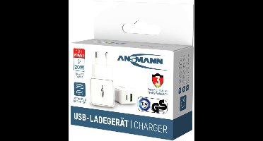 Ansmann HomeCharger HC218PD USB-oplader 18 W 1x USB-A, 1x USB-C USB PD Wit Binnen