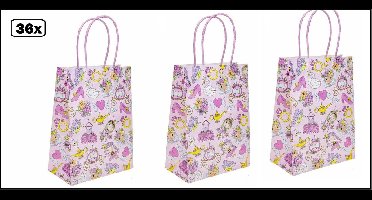 36x Koordtas prinses 16cmx9cmx22cm - goodiebag|papieren|draagtas|tas|koord|festival|kado|themafeest|party|geschenken