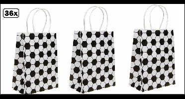 36x Koordtas voetbal 16cmx9cmx22cm - goodiebag|papieren|draagtas|tas|koord|festival|kado|themafeest|party|geschenken