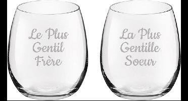 Drinkglas gegraveerd - 39cl - Le Plus Gentil Frère & La Plus Gentille Soeur