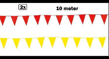 2x Vlaggenlijn rood en geel 10 meter - Themaparty - vlaglijn festival feest party verjaardag thema feest