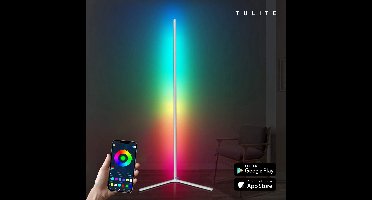 TULITE Moderne LED Vloerlamp RGB - App en afstandsbediening - Sfeerverlichting - Hoeklamp - Staanlamp - Led Verlichting Strip - Dimbaar - Voor Woonkamer - Wit