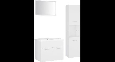 vidaXL - Badkamermeubelset - bewerkt - hout - wit