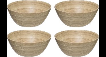 Secret de Gourmet - 4x - Slakom/serveer schaaltjes - bamboe - beige- D17 cm