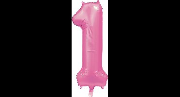 Folie Ballon Cijfer 1 Satin Roze XL 86 cm