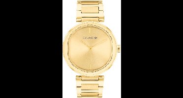 Calvin Klein CK25200252 Sensation Dames Horloge - Mineraalglas - Staal - Goudkleurig - 36 mm breed - Quartz - Vouw/Vlindersluiting - 3 ATM (spatwater)