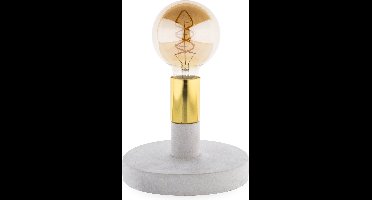 Groenovatie Tafellamp Beton - E27 Fitting - Grijs/Goud - ⌀18x24cm