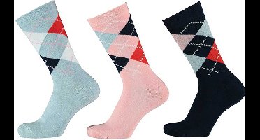 Apollo - 6-Pack - Geruite Modal Sokken - Zijdezacht - Vochtabsorberend - Heren / Dames - multi blauw - 35-38 - 121461001