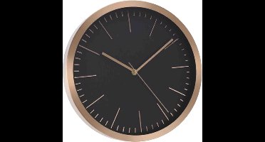 Home and Styling Collection wandklok - rosegoud met zwart - 30 cm