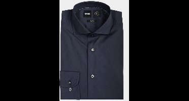 BOSS Hank slim fit overhemd - popeline - blauw - Strijkvriendelijk - Boordmaat: 37