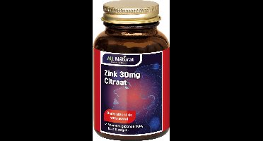 All Natural Zink Citraat 30mg Tabletten