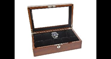 Horloge opbergbox - voor 10 horloges - Fox - Hoogglans - 33 x 19 x 6 (LxBxH)