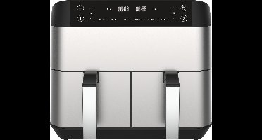 Niceey Dubbele Airfryer XXL - Twee Kookvakken - Dubbele Airfryer - 8.0 Liter - 2460 Watt - Hetelucht friteuse - Incl. Kookboek - Zilver