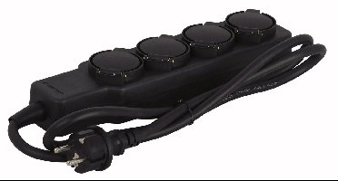 Showtec Stage meervoudige stekdoos 4 voudig, zwart, kabel 1,5m - Meervoudige stekkerdoos