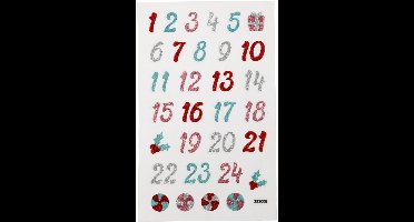 Glitter Stickers - Advent Cijfers - Zelfklevende Glinster Stickers - Feestelijke Versiering - Decoratieve Plakstickers - Luxe Knutselstickers - DIY Wenskaarten & Scrapbooking - 10x16 cm - 1 Vel
