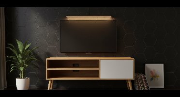 TV Meubel Retro 120 cm met Poten – Mid-Century Modern Lowboard voor TV tot 55 Inch – Eikenlook & Crème Wit – House&Garden