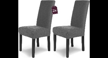 Stoelhoes - Set van 2 - stof - Stretch fit - met Elastische Band - Geometrisch Patroon - Elegant - Machinewas - 46D x 48B x 13H centimeter - Kleur : Antraciet