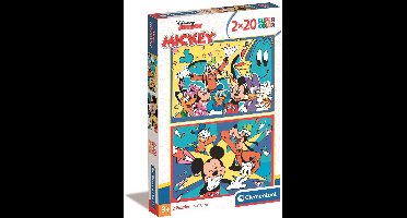 Clementoni - Puzzel - 2x20 Stukjes - Mickey Mouse - Puzzel Voor Kinderen