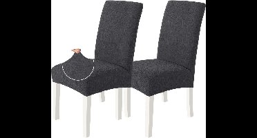 Stoelhoezen - 2 Stuks - Stretch - Moderne - Afneembare Wasbare Stoelbekleding - anti-pilling - zacht - - Hypoallergeen - Opvouwbaar & Verstelbaar - Donkergrijs