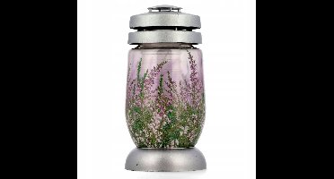 Znicz szklany srebrny srebrny Wrzosy 22cm